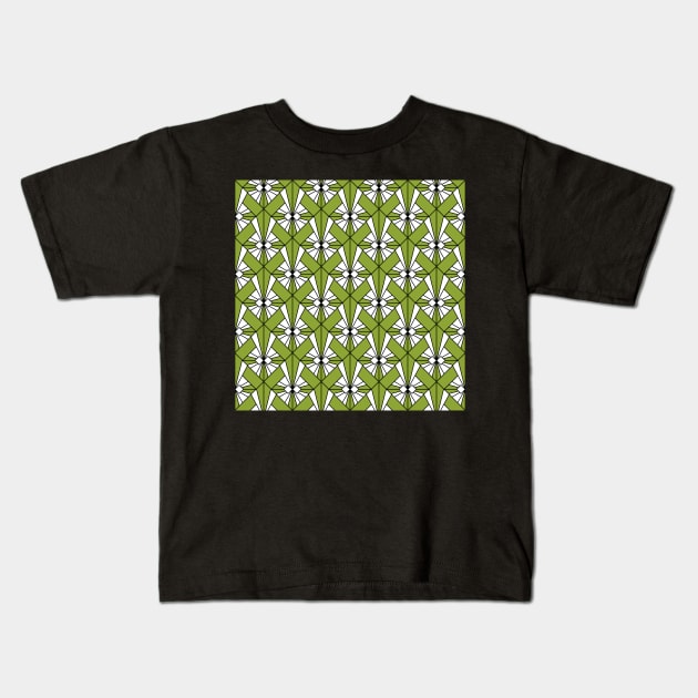 Art Deco Pattern no 75 - Green - Vintage Motif Kids T-Shirt by Millusti